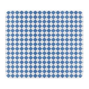 Blue White Chequered Diamond Pattern Cutting Board