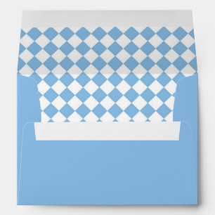 Blue White Chequered Diamond Pattern Envelope