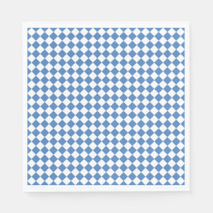 Blue White Chequered Diamond Pattern Napkin