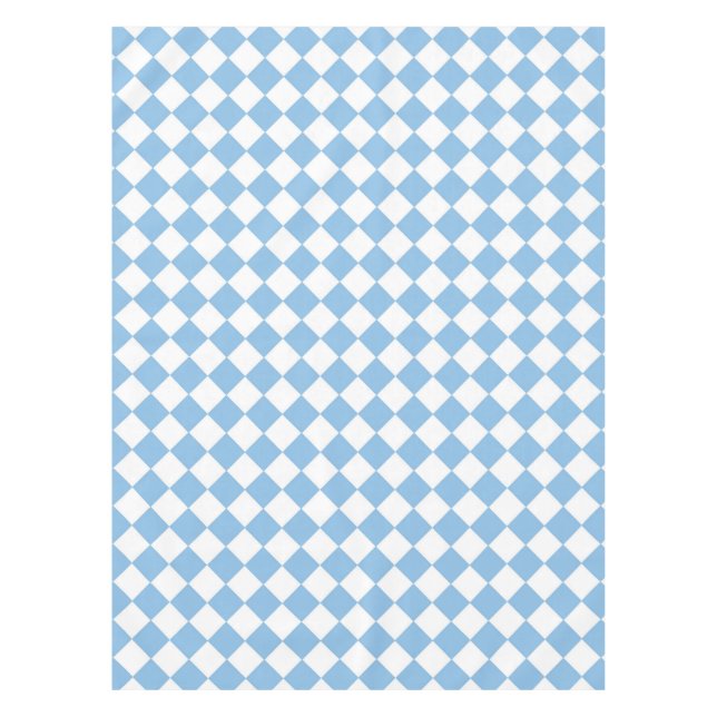 Blue White Chequered Diamond Pattern Tablecloth (Front)