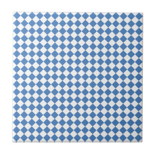 Blue White Chequered Diamond Pattern Tile