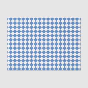 Blue White Chequered Diamond Pattern Tissue Paper