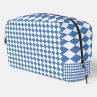 Blue White Chequered Diamond Pattern Toiletry Bag