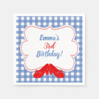 Blue & White Chequered Gingham Red Shoes OZ Party