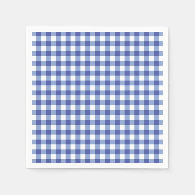 Blue & White Chequered Gingham Squares OZ Party Napkin (Front)