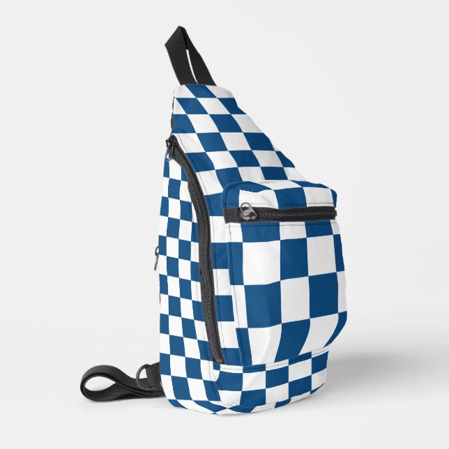 Blue White Chequered Sling Bag (Left Corner)