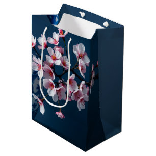 Blue White Cherry Blossom  Jar Timeless Luxury Medium Gift Bag