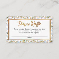 Blue & White Chevron Confetti Diaper Raffle Cards