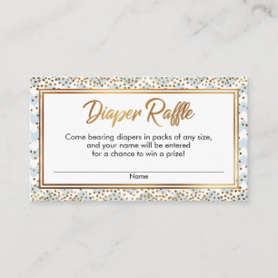 Blue & White Chevron Confetti Diaper Raffle Cards