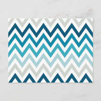 Blue White Chevron Geometric Designs Colour Postcard