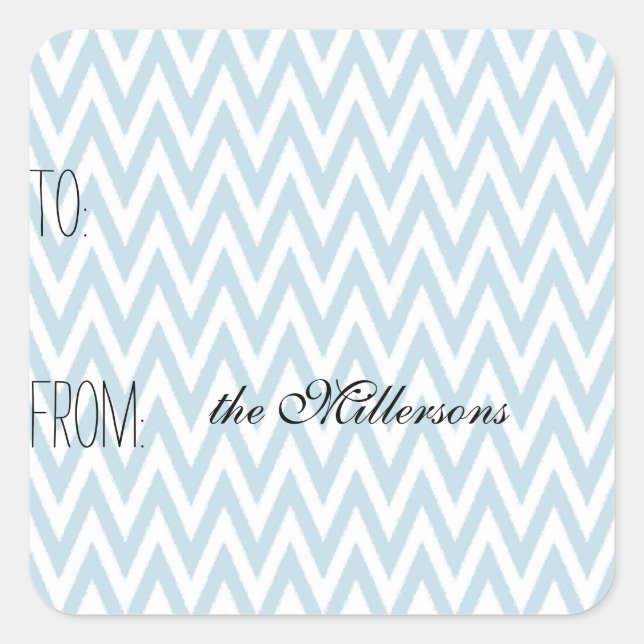 Blue White Chevron Gift Tag (Front)