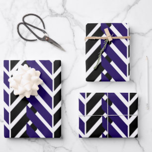 Blue White Chevron Modern Zigzag Pattern Wrapping Paper Sheet