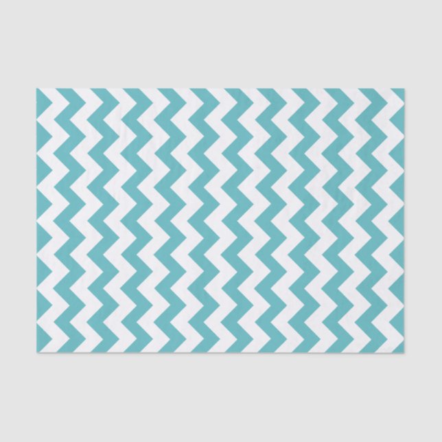 Blue & White Chevron Pattern Tissue Paper (Front)