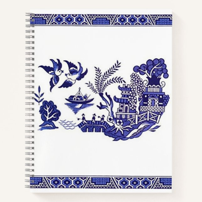 Blue & White China Blue Willow Sketchbook Notebook (Front)