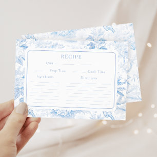 Blue White Chinoiserie Bridal Shower Recipe Card
