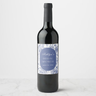Blue White Chinoiserie Bridal Shower Wine Label