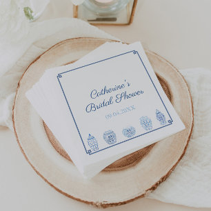 Blue White Chinoiserie Chic Bridal Wedding Shower Napkin