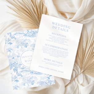 Blue White Chinoiserie Classic Wedding Details Invitation