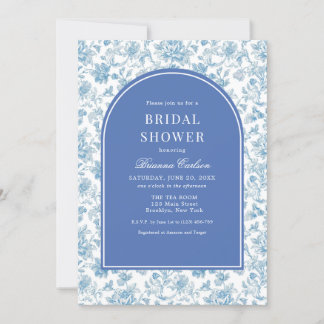 Blue White Chinoiserie Floral Bridal Shower Invitation