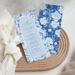 Blue White Chinoiserie Floral Porcelain Menu Card<br><div class="desc">These beautiful menu cards will add a perfect touch to your wedding / special occasion. The elegant design features elegant blue and white chinoiserie botanical flowers and birds,  complimented with modern typography.</div>