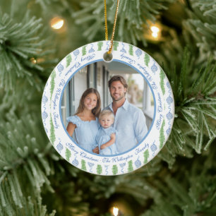 Blue & White Chinoiserie Garland Grandmillennial Ceramic Tree Decoration