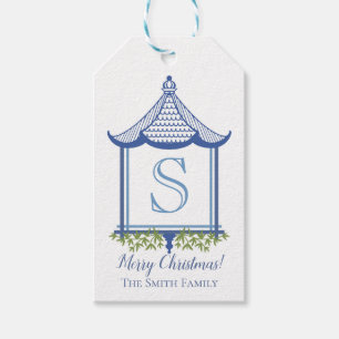Blue & White Chinoiserie Pagoda Gift Tag