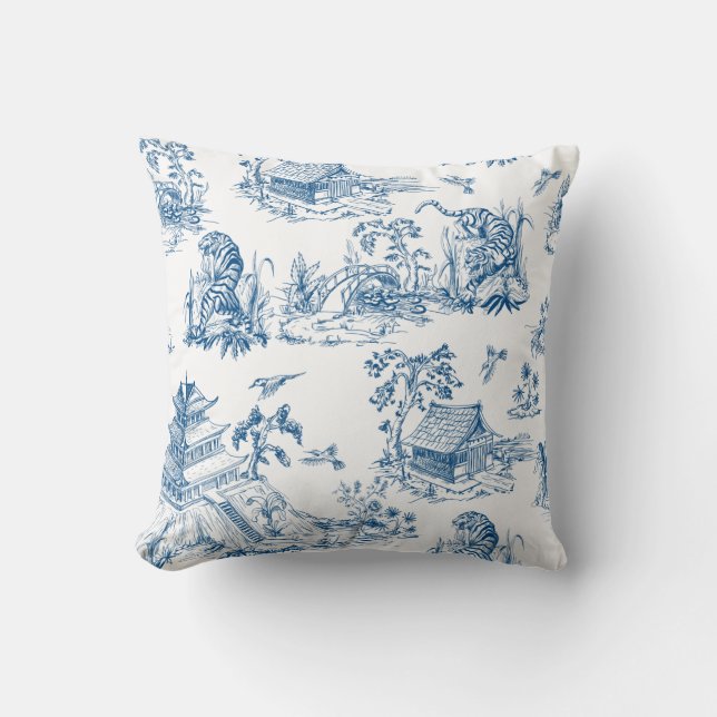 Blue & White Chinoiserie Pillow (Front)