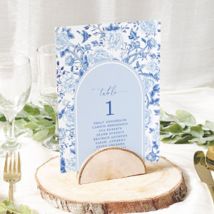 Blue White Chinoiserie Seating Chart Table Number