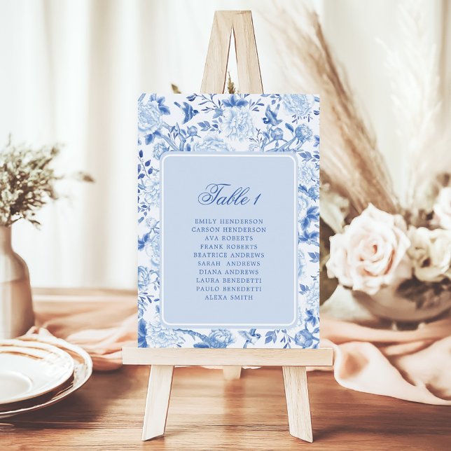 Blue White Chinoiserie Seating Chart Table Number (Creator Uploaded)