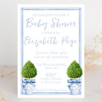 Blue & White Chinoiserie Topiary Baby Shower