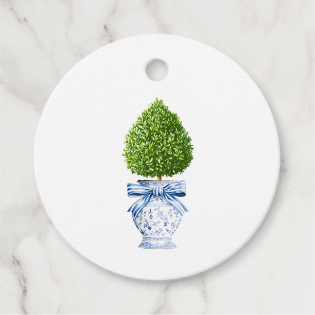 Blue & White Chinoiserie Topiary Favour Tags (Front)