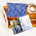 Blue White Chinoiserie Women 40th Birthday Photo Invitation<br><div class="desc">This chinoiserie-inspired design features elegant botanical florals and greenery in delft blue and white. Personalise the invite with your details and if you want to further re-arrange the style and placement of the text,  please press the "Click to customise further" button.</div>