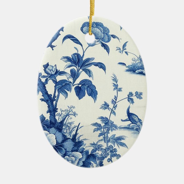 Blue & White Chinoiseries  Ceramic Tree Decoration (Front)