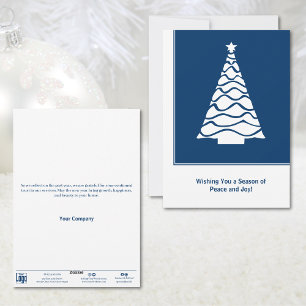 Blue & White Christmas Tree Business Holiday Card