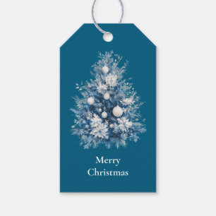 Blue White Christmas Tree Gift Tags