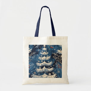 Blue White Christmas Tree Holiday Tote Bag