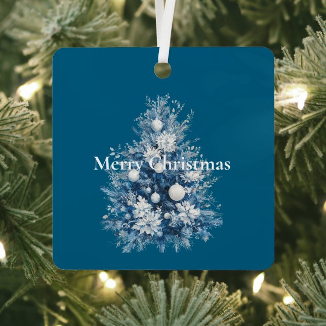 Blue White Christmas Tree Metal Tree Decoration (Insitu)
