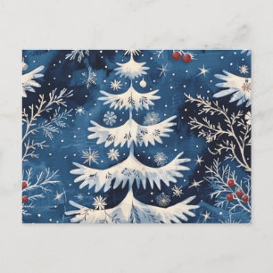 Blue White Christmas Tree Postcard