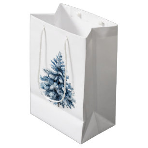 Blue White Christmas Trees Medium Gift Bag