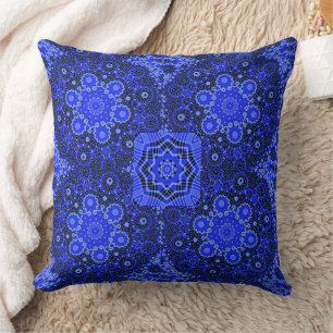 Blue White Circle Flowers Cushion