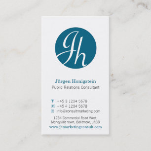 Blue & white circle initial modern business card
