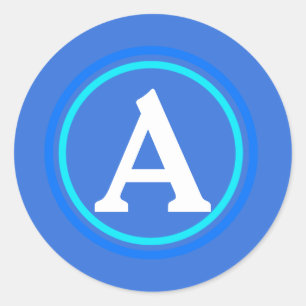 Blue & White Circle Monogram Envelope Seal