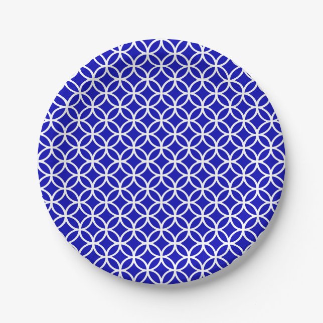 Blue White Circle of Life Paper Plate (Front)