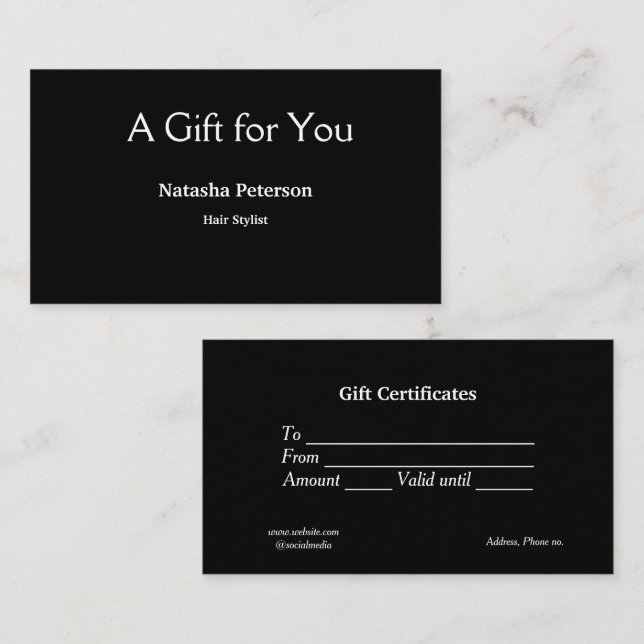 blue white classic business certificates gift cert (Front/Back)