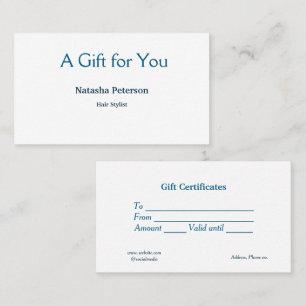 blue white classic business certificates gift cert