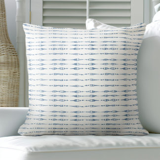 Blue & White Coastal Line Throw Pillow
