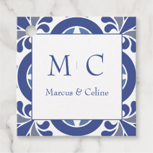Blue & White Coastal Mediterranean Wedding Favour Tags