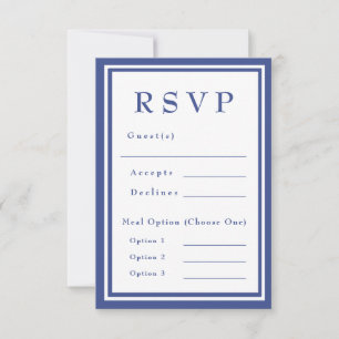 Blue & White Coastal Mediterranean Wedding  RSVP Card