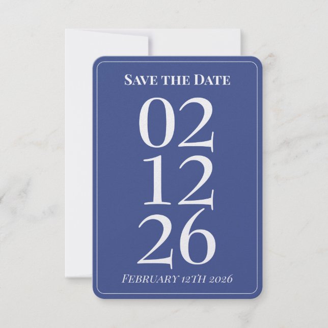Blue & White Coastal Wedding Save the Date Cards (Front)