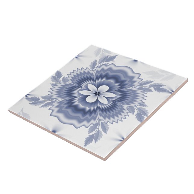  Blue White Colour Flower Pattern Tile (Side)
